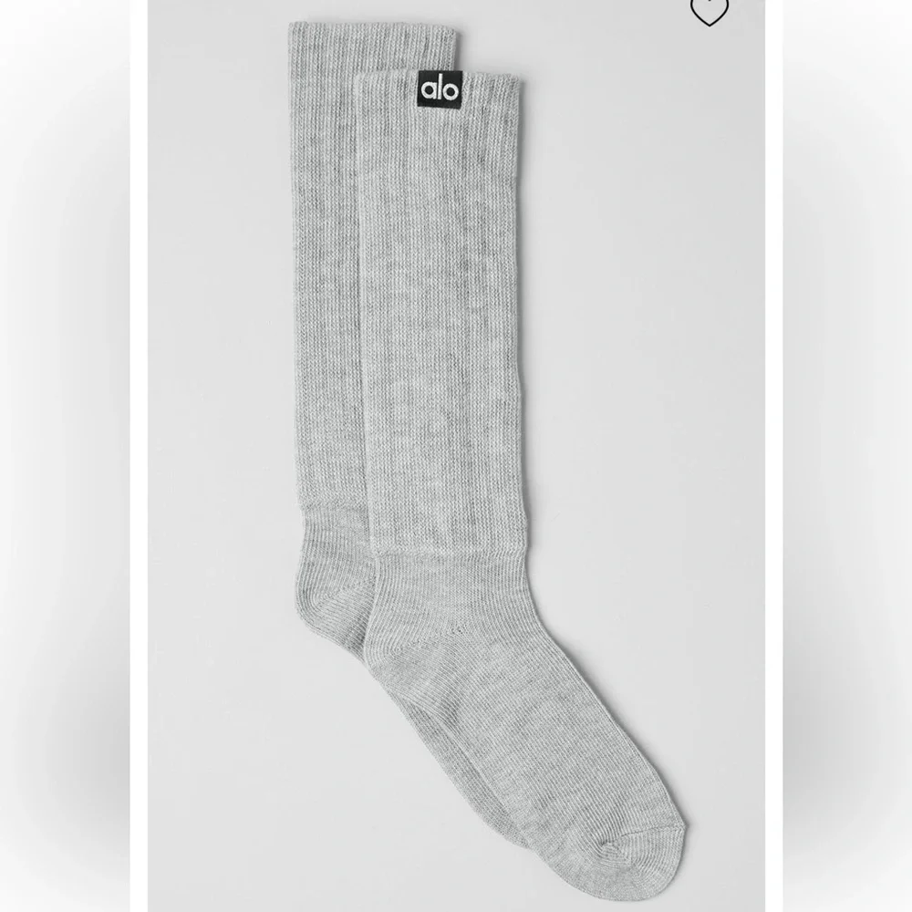 Alo Yoga Unisex Scrunch Sock Athletic Heather Grey Medium